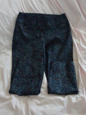 Lisette L Montreal Blue Abstract Print Slim Leg Pull On Pants Size 6